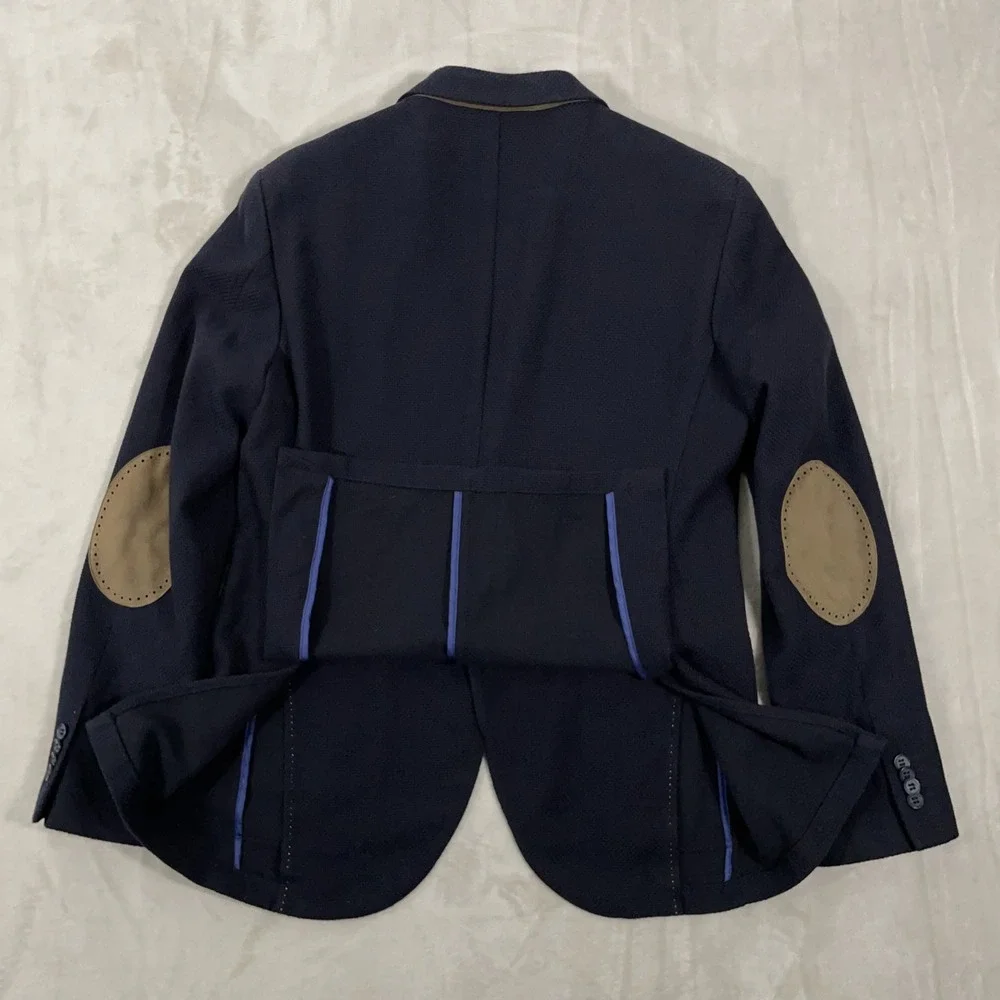 Il‎ Garbo Collection Angelico Blazer Mens 40 Tall Navy Blue Elbow Patches Coat